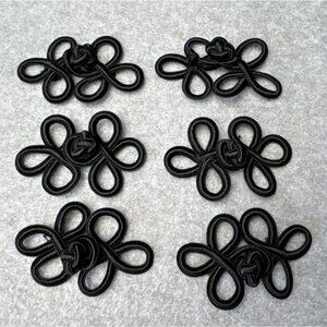 Black Frog Closure Set 6 Decorative Knot Fasteners Sewing Crafting